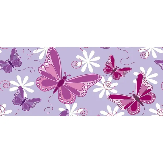 Faixa Decorativa Adesivo Border Borboleta Rosa Lilas Roxo 3u Foto 1