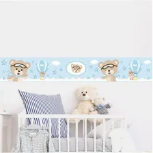 Faixa Decorativa Adesivo Border Infantil BebĂȘ Ursinho BalĂŁo Foto mini 2