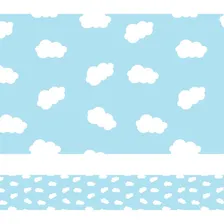 Faixa Decorativa De Parede Para Quarto De Bebê 3mx15cm Cor Nuvens Azul Foto mini 1