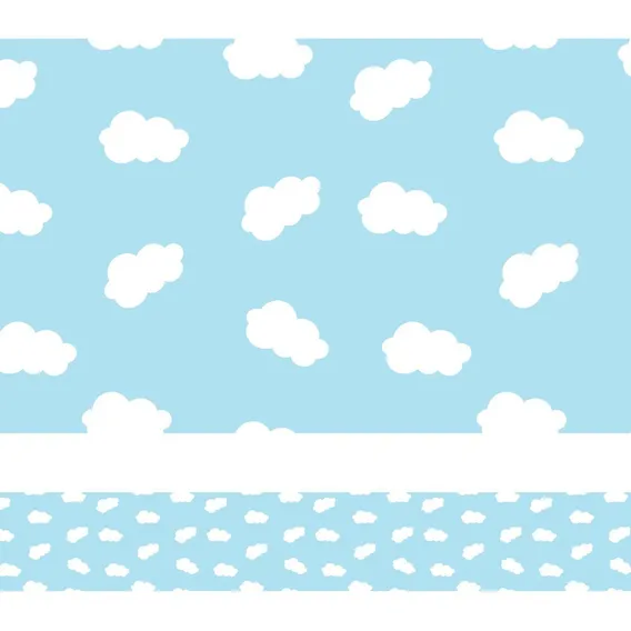 Faixa Decorativa De Parede Para Quarto De Bebê 3mx15cm Cor Nuvens Azul Foto 1