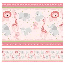 Faixa Decorativa De Parede Safari Menina 5mx10cm Cor Rosa Foto mini 3