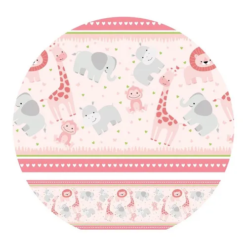 Faixa Decorativa De Parede Safari Menina 5mx10cm Cor Rosa Foto 1
