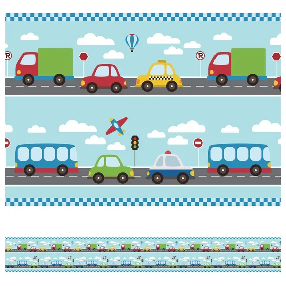 Faixa Decorativa Infantil Adesiva Carros 3mx15cm Foto 1