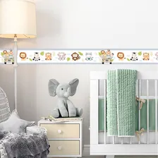 Faixa Decorativa Infantil BebĂȘ Papel Parede Safari Animais Foto mini 2