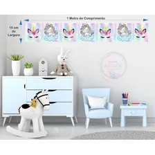 Faixa Decorativa Papel De Parede Adesivo Unicórnio Quarto Cor Unicórnio Menina Foto mini  2