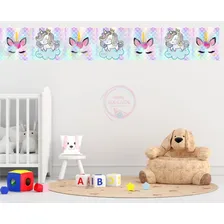 Faixa Decorativa Papel De Parede Adesivo Unicórnio Quarto Cor Unicórnio Menina Foto mini  3
