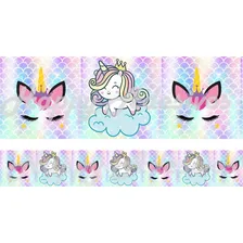 Faixa Decorativa Papel De Parede Adesivo Unicórnio Quarto Cor Unicórnio Menina Foto  mini 1