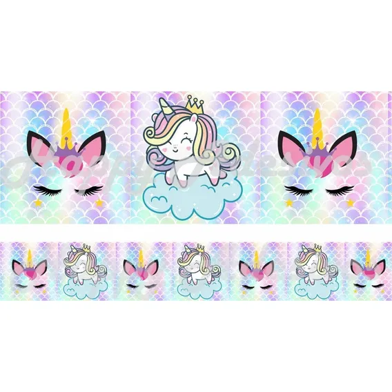 Faixa Decorativa Papel De Parede Adesivo Unicórnio Quarto Cor Unicórnio Menina Foto 1