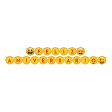 Faixa Feliz Aniversário Emoji Festcolor 1und Foto  mini 1