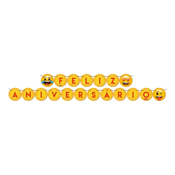 Faixa Feliz Aniversário Emoji Festcolor 1und Foto 1