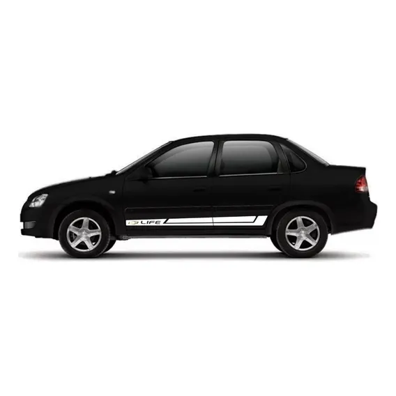 Faixa Lateral Corsa Classic Life Adesivo Chevrolet Par Mp106 Cor Branco Foto 1