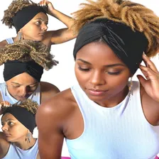 Faixa turbante cruzada bandana viscose adulto feminino cor preto Foto mini 1