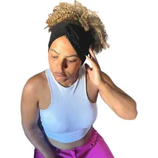 Faixa turbante cruzada bandana viscose adulto feminino cor preto Foto mini 4
