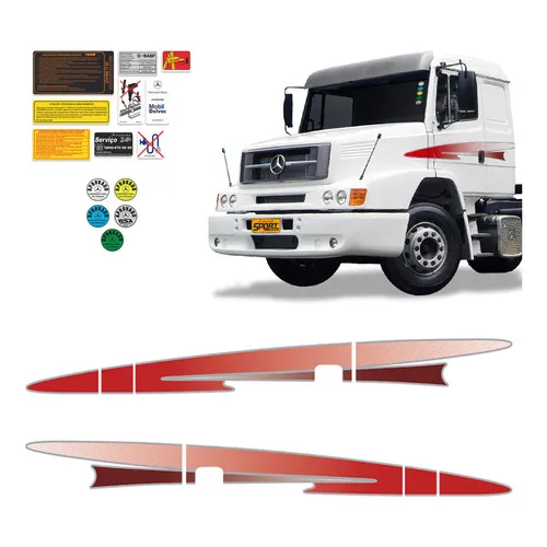 Faixas Mercedes Benz Mb Ls 1634 1999/2004 Adesivo Vermelho Foto 1