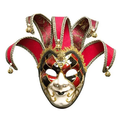 Fantasia De Bobo Da Corte Veneziano, Máscara De Halloween Be Cor Rojo Foto 1