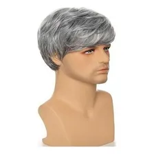 Fantasia Peruca Masculina Curta Cosplay Cinza Carnaval Foto mini  3