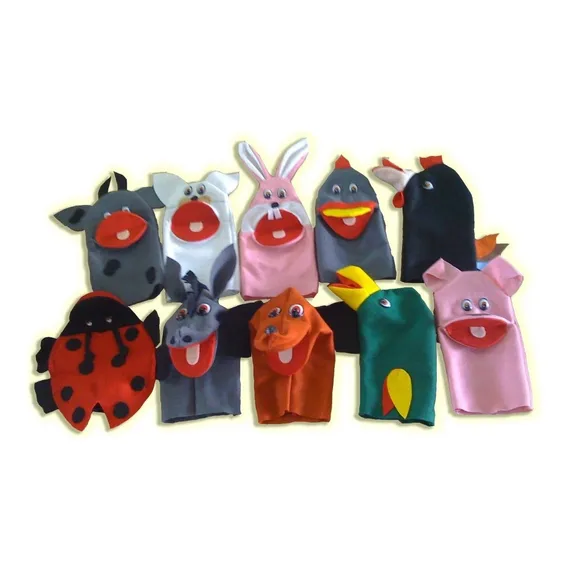 Fantoches Animais Domésticos Em Feltro Kit Com 10 Fantoches Foto 1
