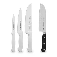 Faqueiro 3 Peças Premium + 1 Faca 7 Pol Santoku Tramontina Cor Branco Foto  mini 1