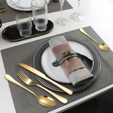 Faqueiro Jogo De Talheres 24 Peças Aço Inox Dourado Foto mini 2