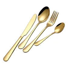 Faqueiro Jogo De Talheres 24 Peças Aço Inox Dourado Foto mini 1