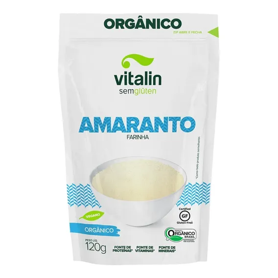 Farinha Amaranto OrgĂąnico Vitalin Sem GlĂșten Vegano Foto 1