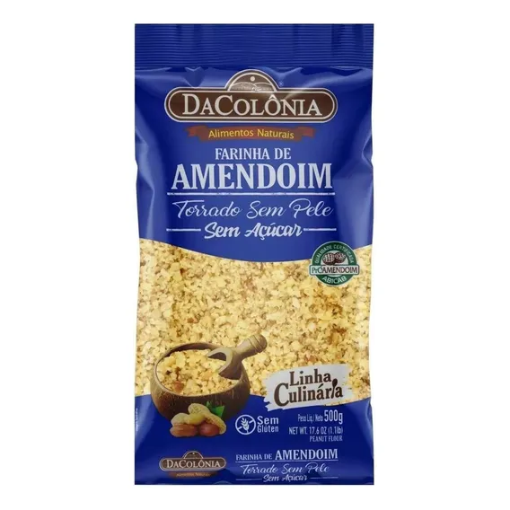 Farinha amendoim integral DaColônia Culinária de amendoim torrado sem glúten 500 g Foto 1