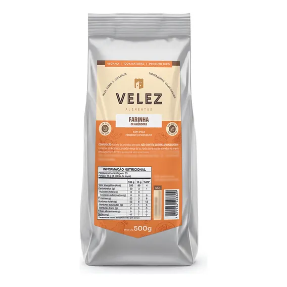 Farinha AmĂȘndoas VELEZ Pura Sem Pele 500g Premium Foto 1