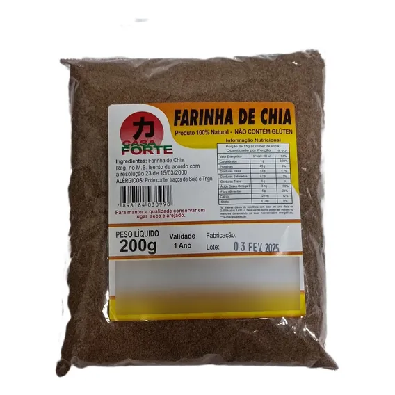 Farinha Chia Fonte De Omega 3 E 6, Cálcio, Ferro E Potássio Foto 1