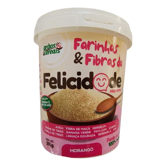 Farinha Da Felicidade Sabor Morango Grãos E Cereais 290 G Foto 1