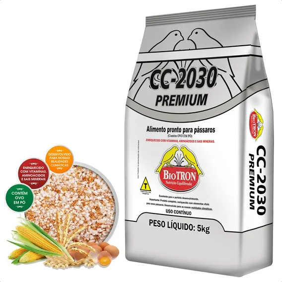 Farinhada Cc-2030 Premium 5kg - Biotron Alimento P/ Pássaros Foto 1