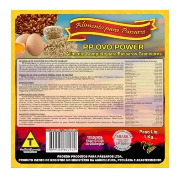 Farinhada Protein Pássaros - Pp Ovo Power - 5kg Foto 1