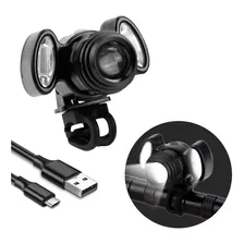 Farol Bike Bicicleta T6 3 Focos E Zoom- Recarregável Foto  mini 1