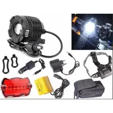 Farol Bike Profissional Lanterna Cabeça Led T6 Tatica 11000w Cor Preto Foto mini 2
