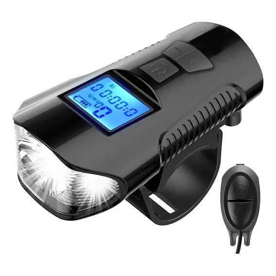 Farol Lanterna Bike Buzina Velocimetro Recarregável Led T6 Foto 1