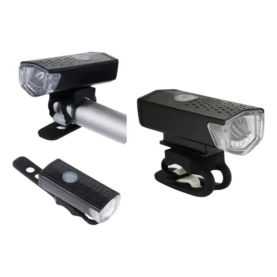 Farol Lanterna Bike Led 4 Funções Recarregável Usb 180lumens Cor Preto Foto 1