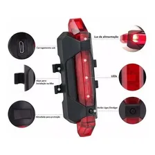 Farol Sinalizador Bike Lanterna Led Usb Bicicleta Traseiro Foto mini 2