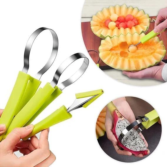 Fatiador De Frutas 4 Em 1 Cortador Melância Melão Aço Inox Foto 1