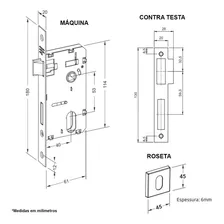 Fechadura 3f Audace Ext Roseta Quadrada Cromada Foto mini 4