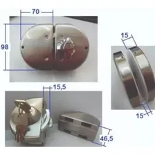 Fechadura Auxiliar Pressão 2 Folhas Vidro/Vidro Porta De Correr Soprano Inox Escovado 059 Foto mini 2