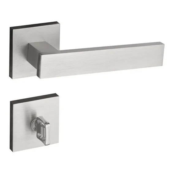 Fechadura Banheiro Pado Retro Roseta Quadrada Escovada 55mm Foto 1