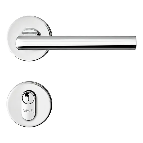 Fechadura Externa Com Roseta Inox Line Cromado - Papaiz Foto 1
