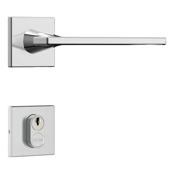 Fechadura Externa Inox Polido 3000 Roseta Quadrada 40mm Stam Foto 1