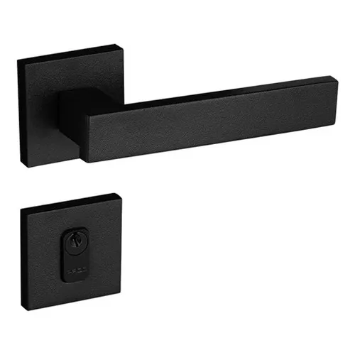 Fechadura Externa Pado Retro Roseta Quadrada Preta 55mm Foto 1