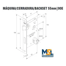Fechadura Externa Pado Retro Roseta Quadrada Preta 55mm Foto mini 3