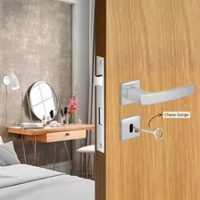 Fechadura Imab Mani Roseta Quadrada Escovada 55mm Interno Foto mini  3