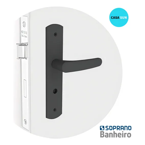 Fechadura Ipanema Reta Soprano Interno Banheiro Preto Esp27 Foto 1