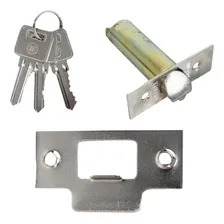 Fechadura Maçaneta Tubular Porta Escritório Botão Chave Cor Cromada Foto mini 2