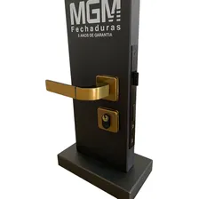 Fechadura Mgm Externa Modena Bronze Latonado Roseta Quadrada Foto mini 3