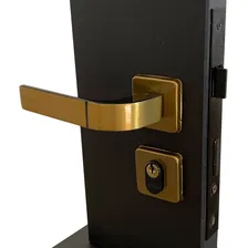 Fechadura Mgm Externa Modena Bronze Latonado Roseta Quadrada Foto mini 1