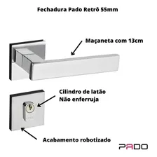 Fechadura Pado Externa 55mm Retro Cromado Alto Padrão Foto mini 2